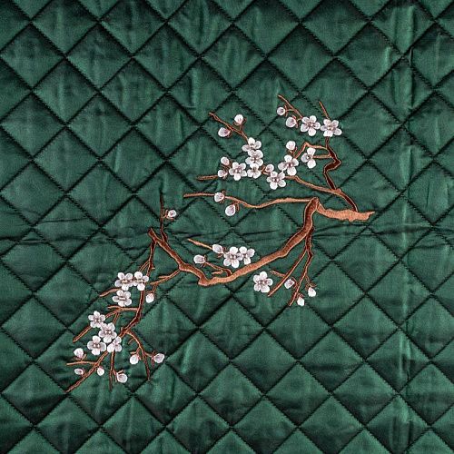 Ткань курточная с вышивкой К20-329 темно-зеленый