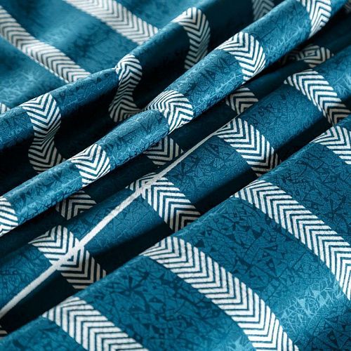 Шелк натуральный К18-049 темно-бирюзовый принтованный