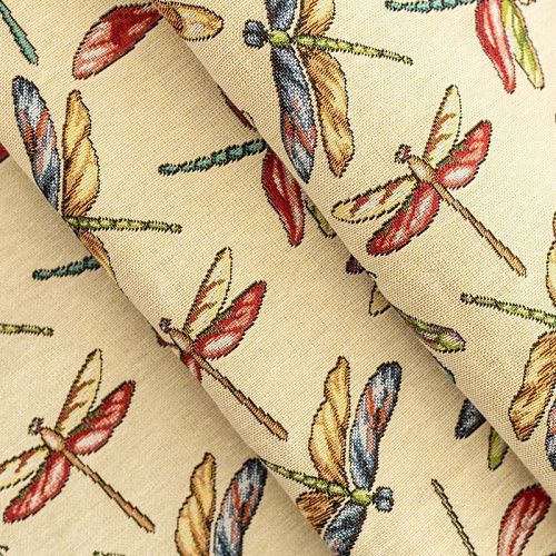 Гобелен гостиный Т452-02-19 песочно-бежевый стрекозы