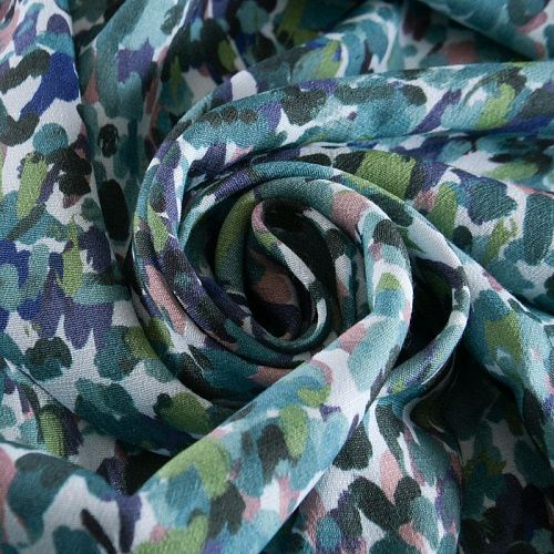 Креп 026-12179 зеленый мультиколор