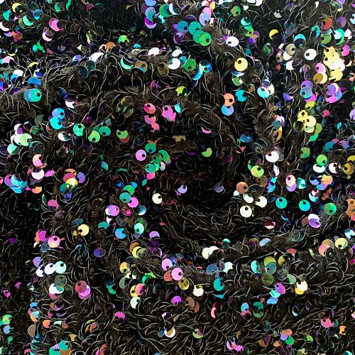 Бархат с пайетками К33-491 черный