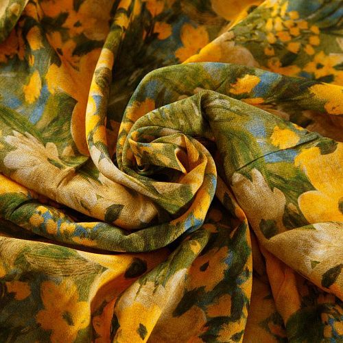 Вискоза 009-12184 зеленый принтованный