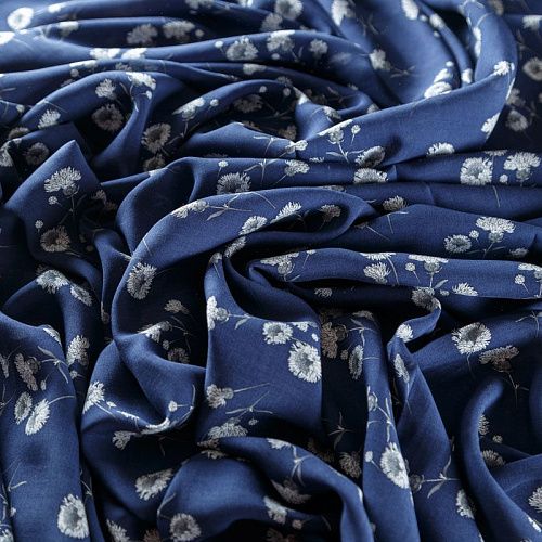 Штапель 069-08563 темно-синий принтованный