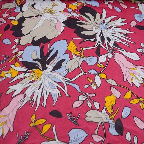 Батист 003-12208 розовый принтованный