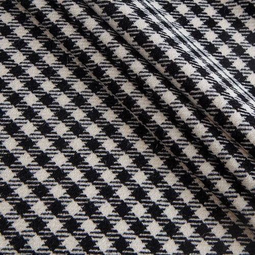 Ткань костюмная 025-14437 молочно-черный клетка