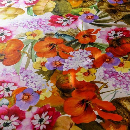 Шелк натуральный К2-786 белый принтованный