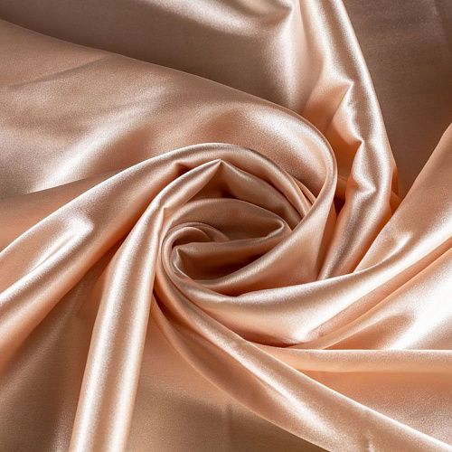 Креп-сатин К33-395 бежево-розовый однотонный
