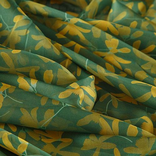 Шифон 068-17378 зеленый принтованный