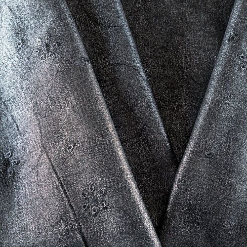 Лен натуральный с вышивкой и напылением 035-07919 антрацит