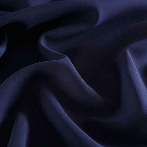 Лен на дублерине 035-16536 темно-синий однотонный