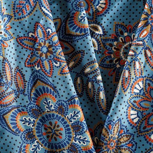 Твил-штапель 069-04630 темно-голубой принтованный