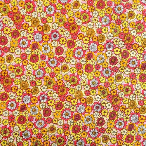 Хлопок 063-02031 желто-розовый принтованный