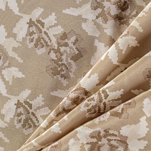 Крепдешин натуральный К4-0015 серо-бежевый принтованный