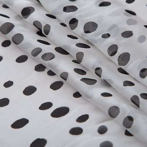 Шелк-батист 003-16477 белый принтованный