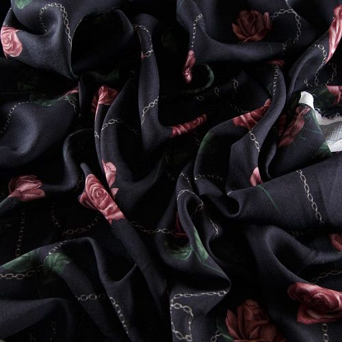 Вискоза 009-12198 черный принтованный