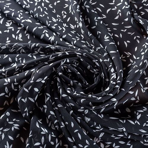 Креп-шифон 027-01445 черный принтованный