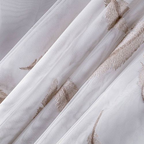 Тюль сетка с вышивкой 529-01-01 молочный