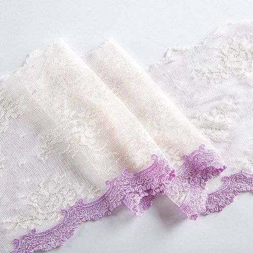 Кружево на сетке 160 мм Ф01-0008 сливочно-сиреневый