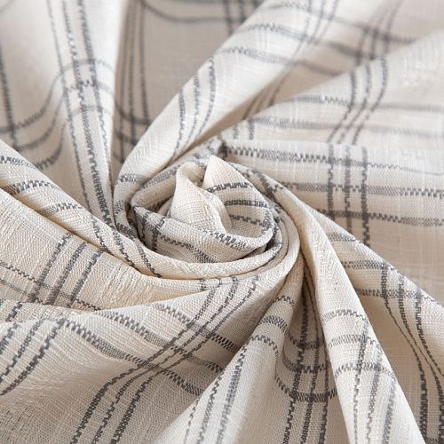 Лен натуральный 035-20207 молочный клетка