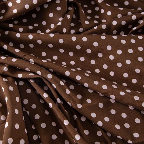 Шелк натуральный стрейч 064-20054 молочный шоколад принтованный