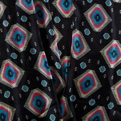 Шифон шелковый 068-12260 черный принтованный