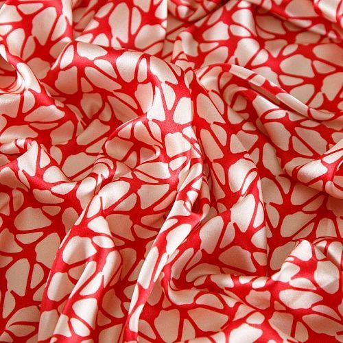 Шелк натуральный 064-12313 молочно-золотистый принтованный