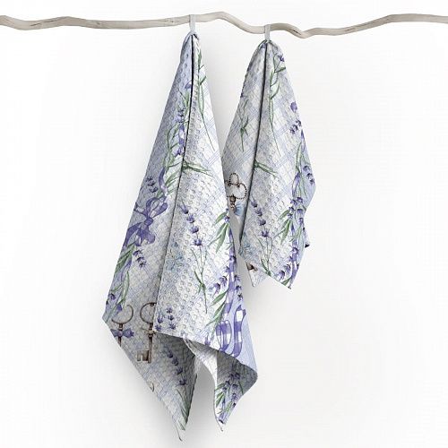 Полотно вафельное 007-13888 белый принтованный