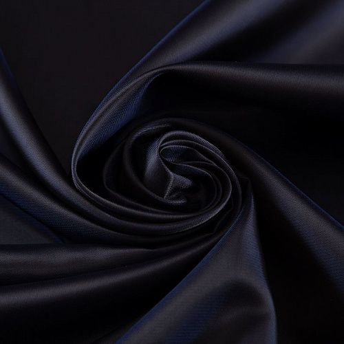 Ткань подкладочная 045-18926 черно-синий однотонный