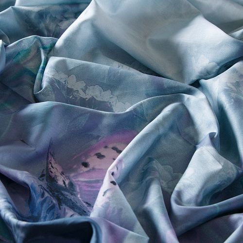 Сатин ш. 220 см 007-13360 серо-синий принтованный