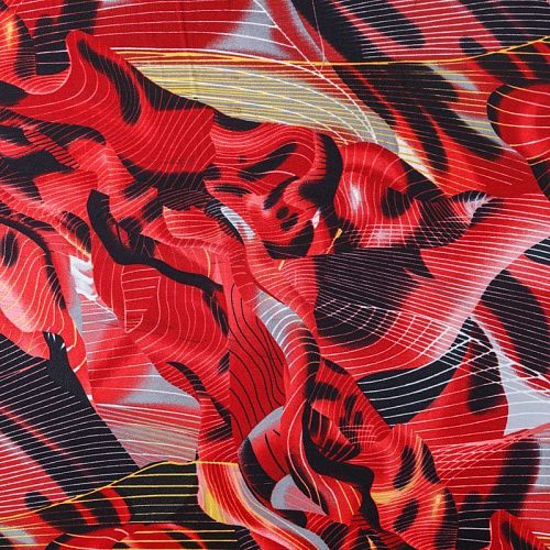 Креп 026-08229 красный принтованный