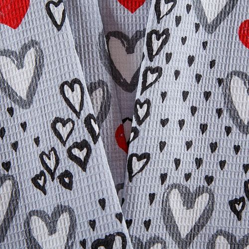 Полотно вафельное 007-13891 серый принтованный