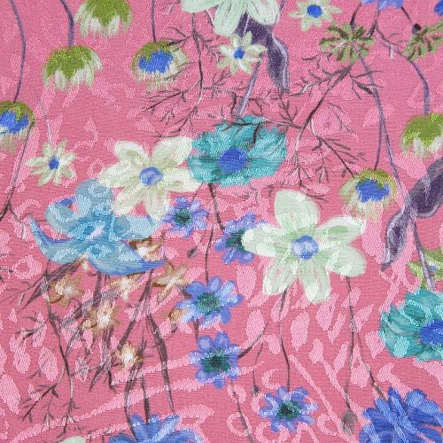 Вискоза жаккардовая 009-12293 розовый принтованный