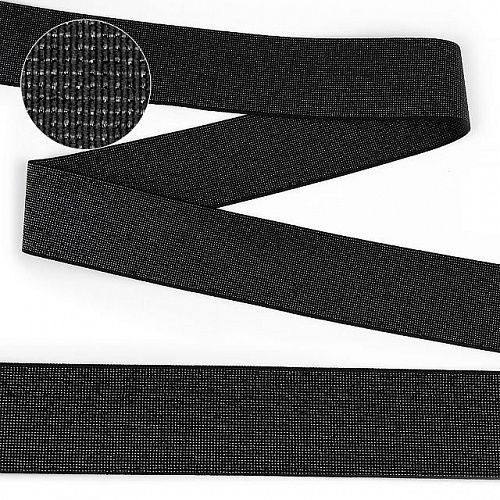 Резинка TBY декоративная 40 мм с люрексом ET20-094001 черный