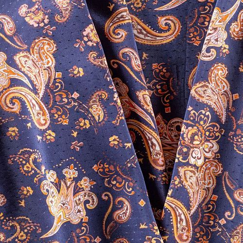 Вискоза 009-00883 темно-синий принтованный