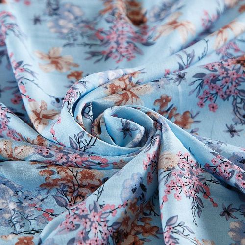 Штапель 069-17428 светло-голубой принтованный