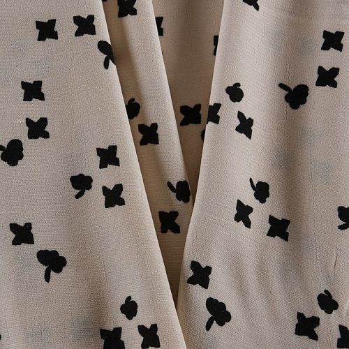 Креп 026-11959 экрю принтованный