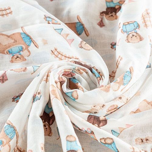 Муслин 063-03497 белый принтованный