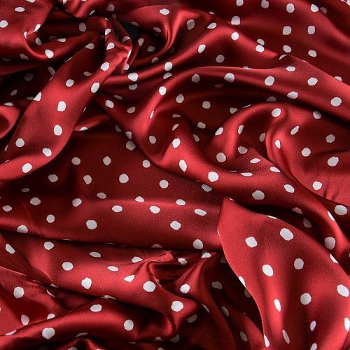 Креп-атлас 001-11928 бордовый принтованный