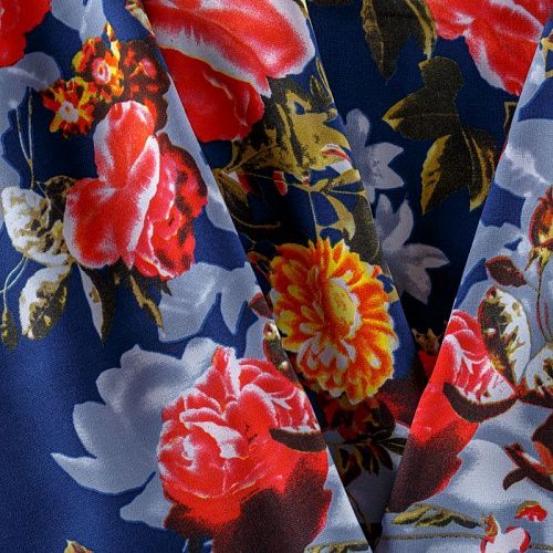 Креп 026-08414 синий принтованный