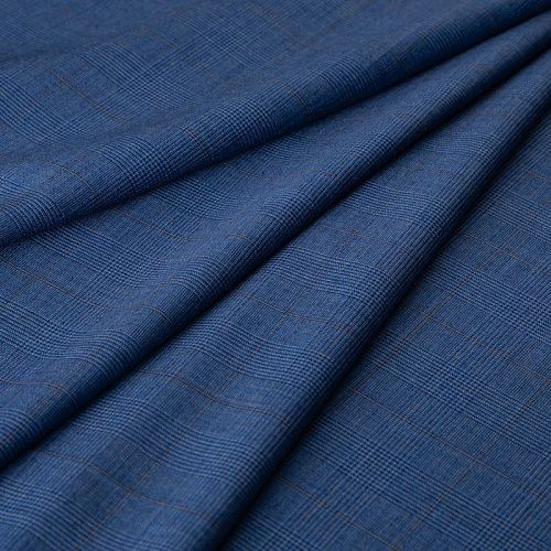 Шерсть костюмная 025-19940 сине-голубой клетка