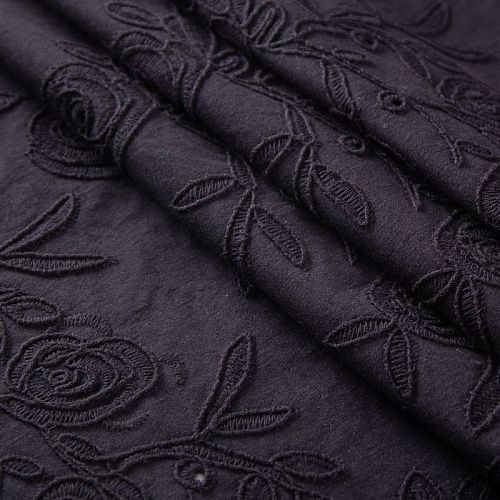 Хлопок с вышивкой 067-20042 черный