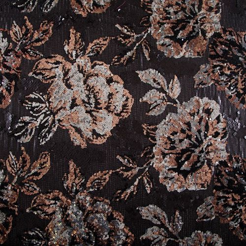 Пайетки на сетке 055-17139 черный/бронза