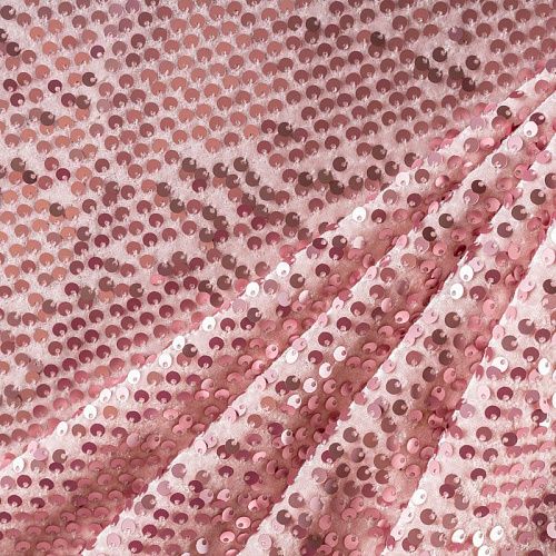 Бархат с пайетками К24-047 пудрово-розовый