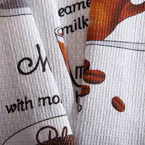 Полотно вафельное 007-15294 белый принтованный