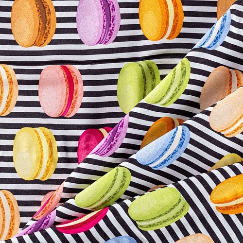 Крепдешин натуральный К13-890 белый принтованный