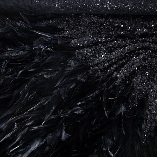Сетка с пайетками и пером 050-19782 черный
