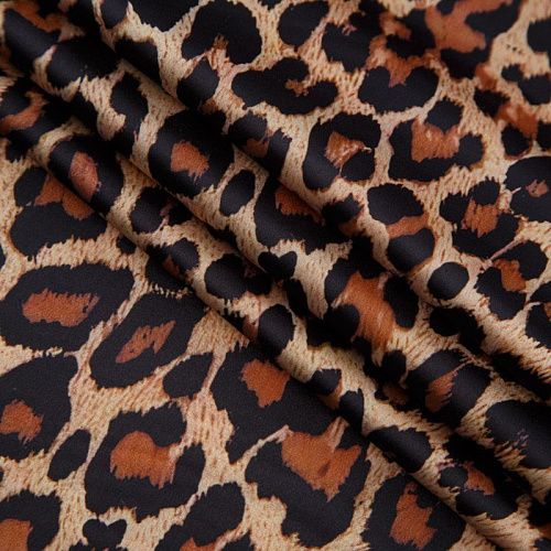 Шелк синтетический 065-13927 коричневый принтованный