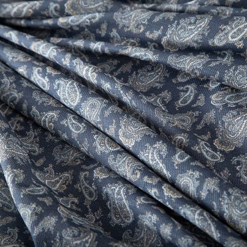 Лен натуральный 035-19901 сине-серый принтованный