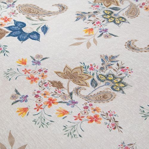 Трикотаж льняной 056-20088 экрю принтованный