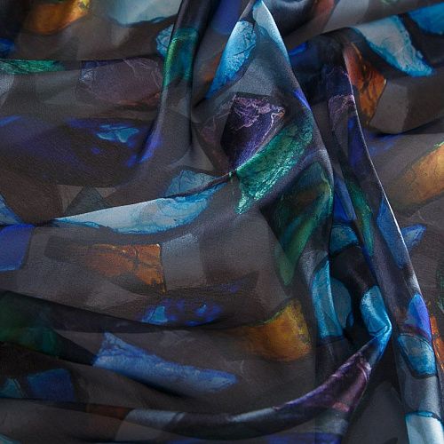 Шифон 068-17401 черный принтованный